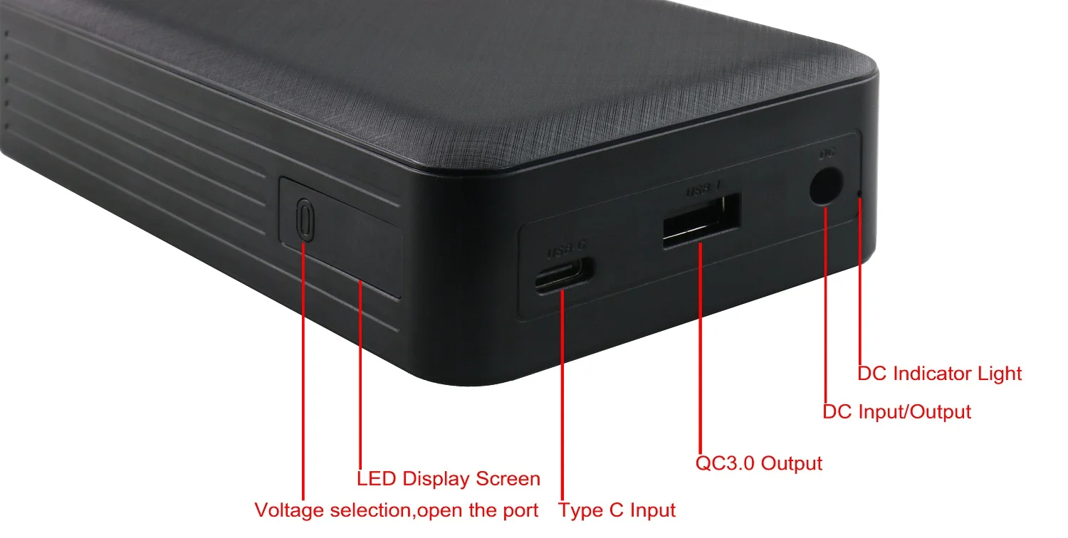 24V Power Bank with LED Display 18650 Lithium Battery Power Bank DC Output 5V 6V 9V 12V 14V 15V 16V 19V 20V 2A 3A 4A 5A