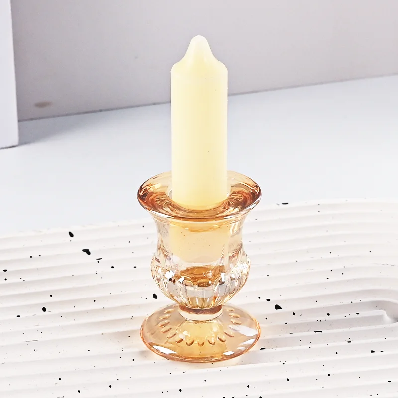 Portable Glass Candle Holder for Candlestick Wedding Home Decoration Table Suitable for Both Sides Candle Holders
