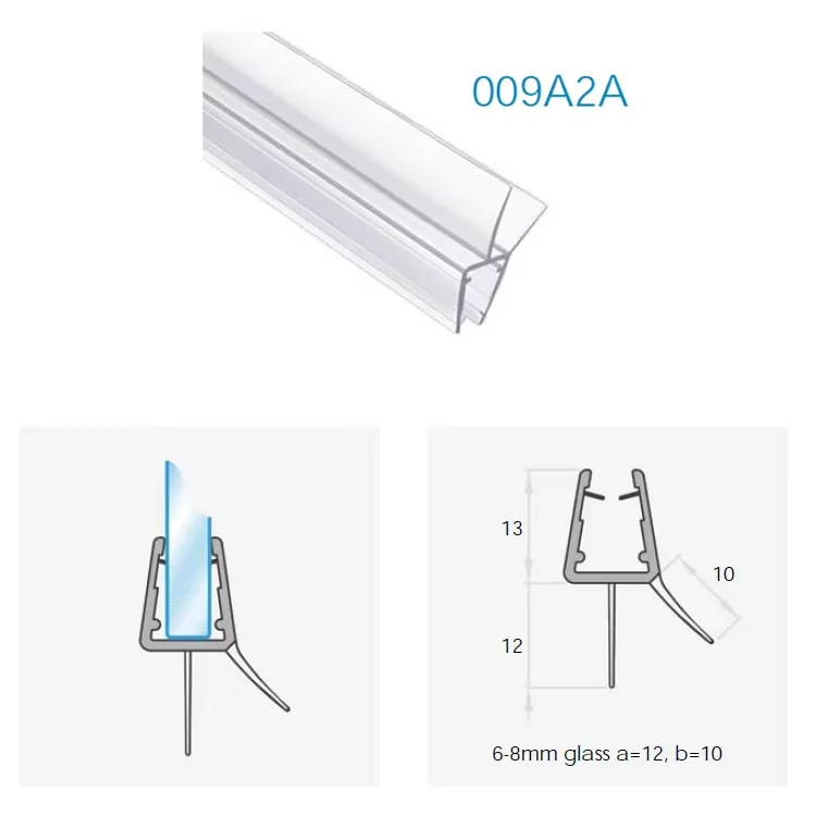 product hot sales 4 12 mm shower glass door pvc seal  glass door bottom seal strips-8