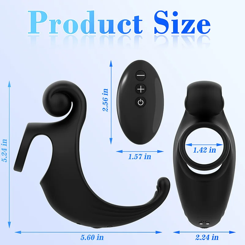 Remote Control Snail Cock Ring with Clit Stimulator Silicone Vibrating Penis Ring Vibrator Male Sex Toy for Men Couples