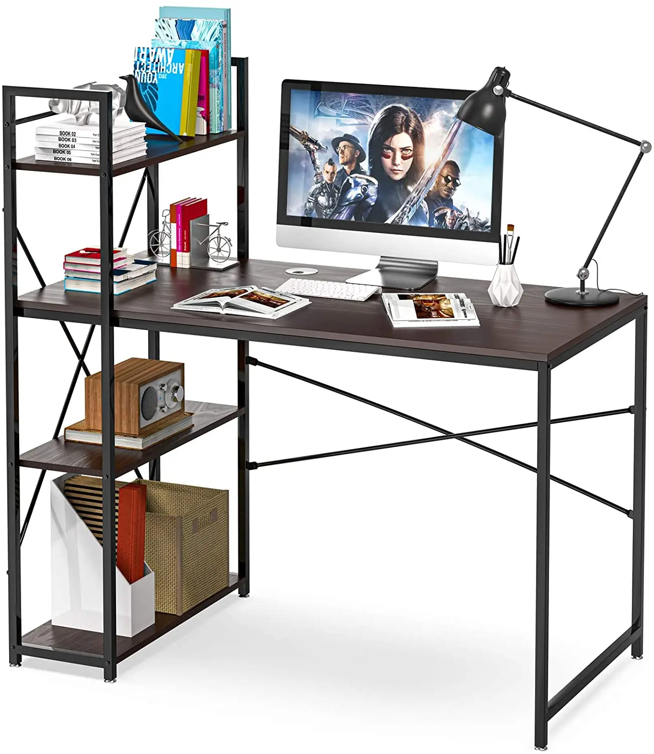 Luxury Executive Office Desk Bookshelf Multifunctional Computer Desk