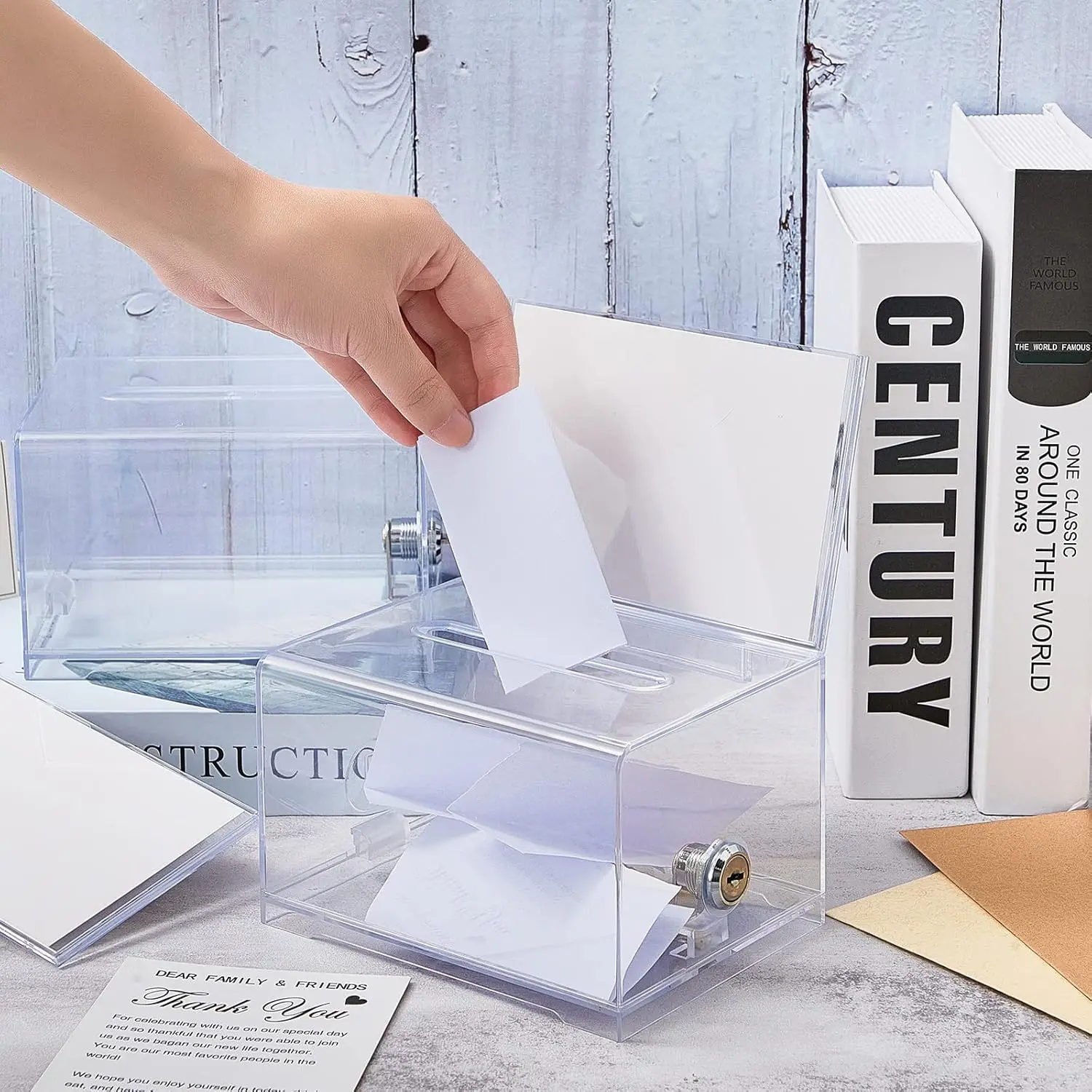 Custom Acrylic Donation Box Suggestion Box Secure Donation Box with Lock Cash Storage Container for Fundraising