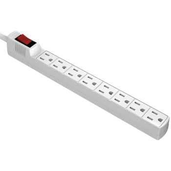Wall Mount for Home Office cETL Listed Power Bar  8 Outlets Flat Plug White  8 Outlets Power Strip Flat Plug White