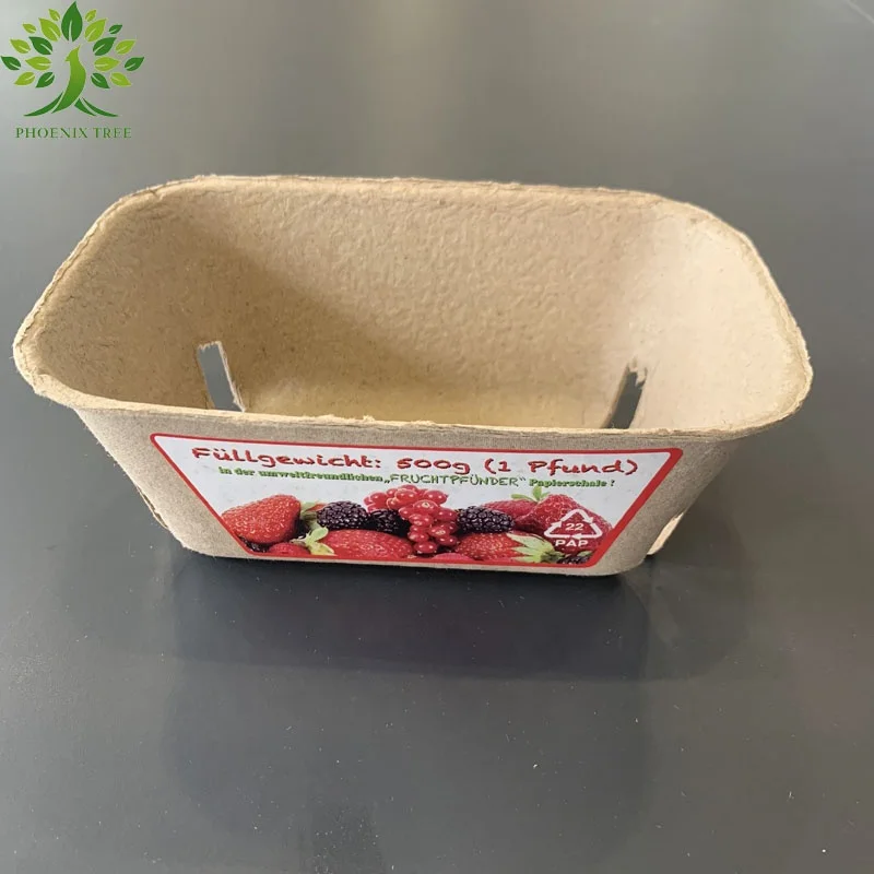 Biodegradable Strawberry Holder Food Trays Moulded Pulp Fruit Packaging