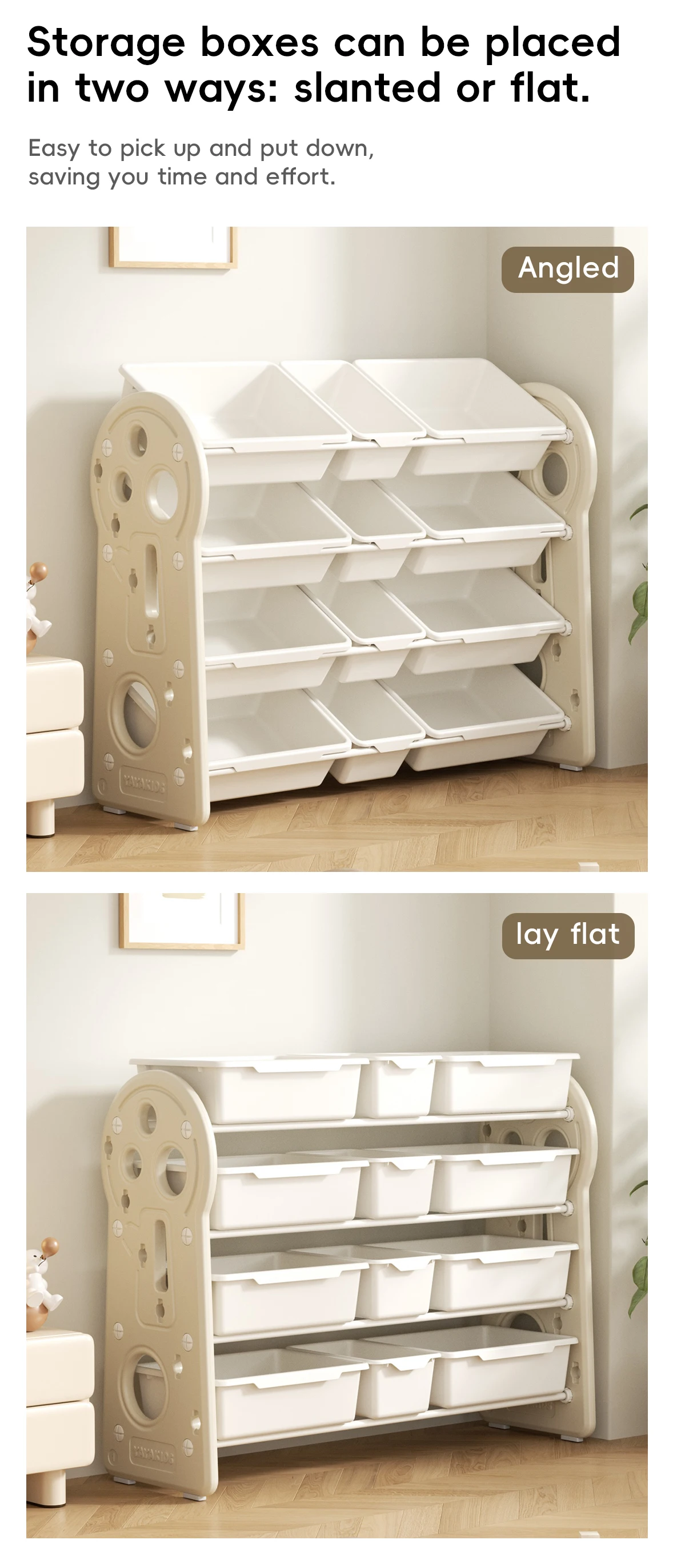 Feelkids Small Tree Bookshelf Storage Rack Modern Living Room Plastic Bookshelf and Toy Organizers with Cabinet for Home School details
