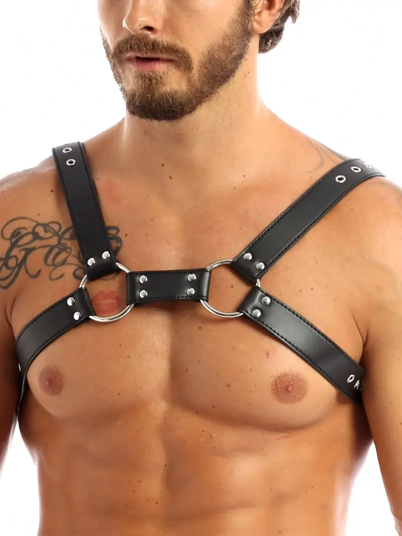 US Mens Leather Chest Body Harness Straps Gay ClubwearBDSM Punk Belt  Suspenders