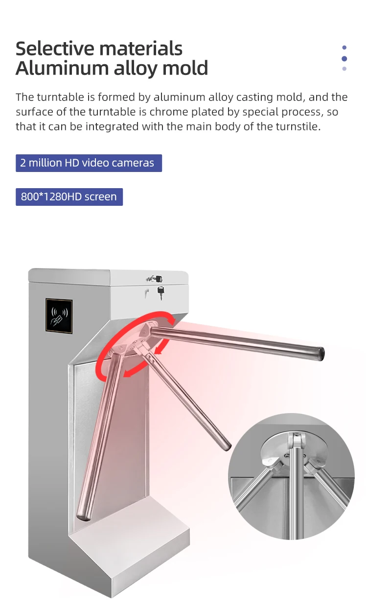 Manual Vertical Tripod Turnstile Waterproof Tripod Turnstile Standing Automatic Rfid Card Reader
