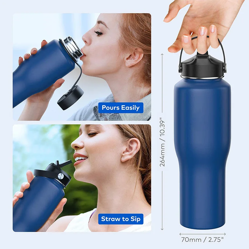 32oz Custom Logo Double Wall Sports Wide Mouth Vacuum Insulated ...