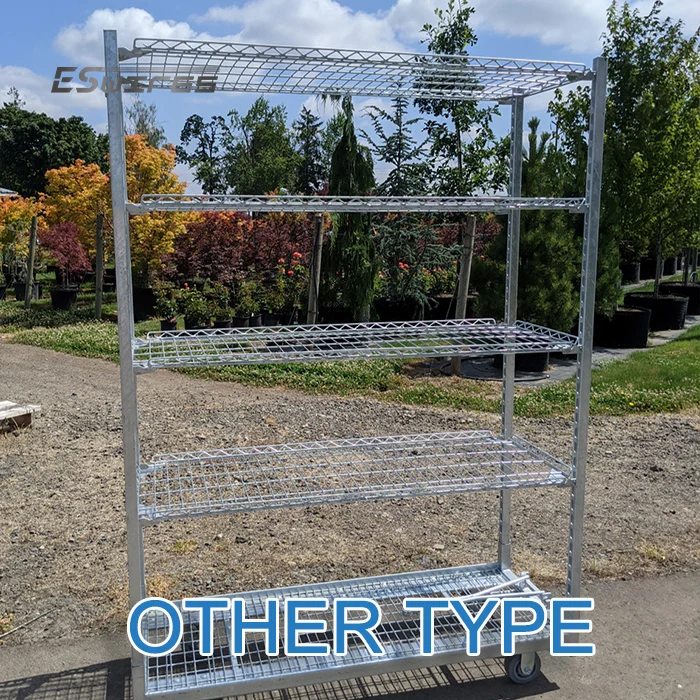 Multiple Shelf Steel Mesh Nursery Flower Greenhouse Garden Cc Container Danish Trolley