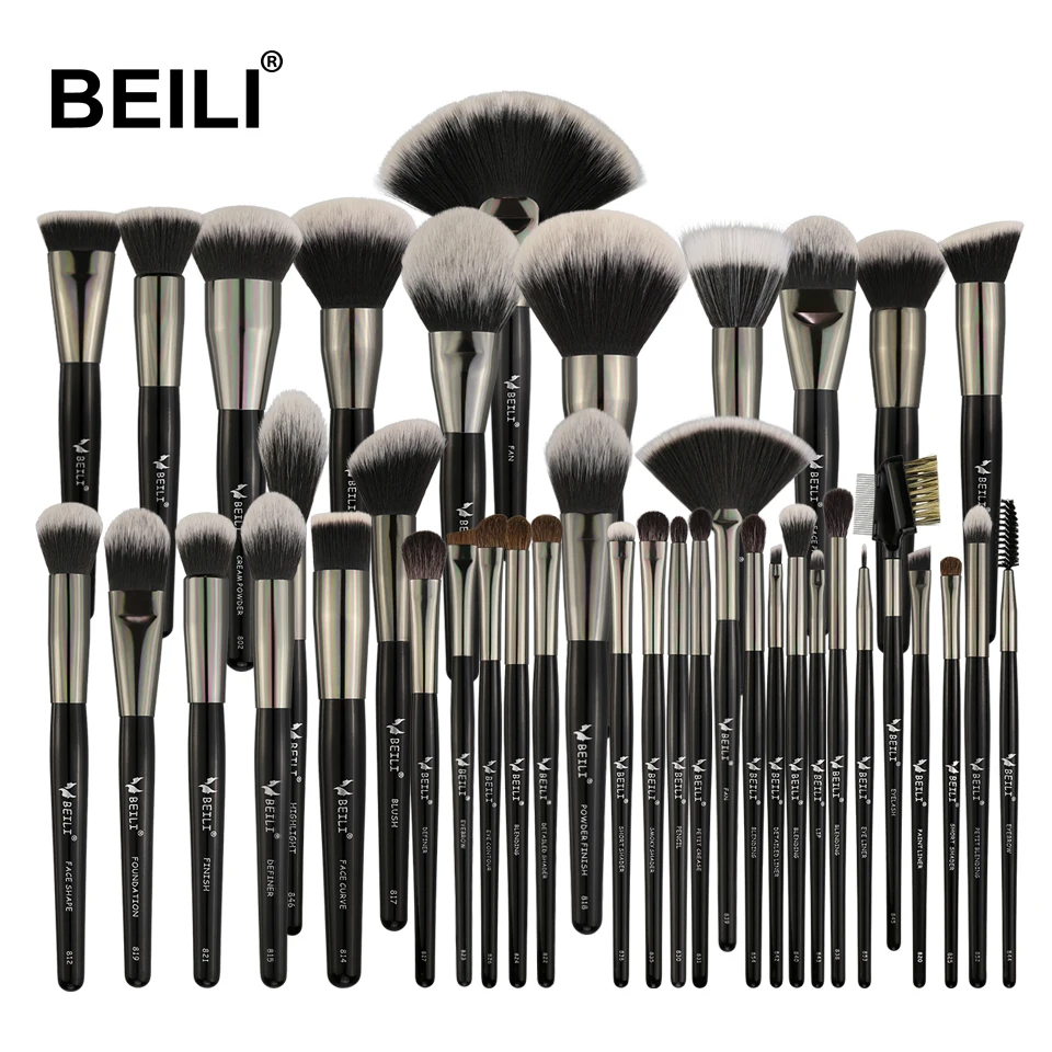 BEILI 40pcs Professional Makeup Brush Set Kit Private Label Powder Foundation Eye Shadow Eyebrow Cry