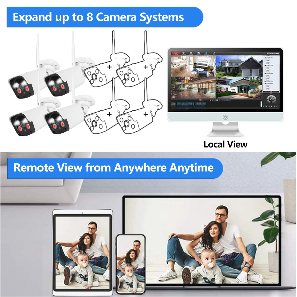 Wesecuu Home Surveillance Cctv Wireless System 5mp 8ch Smart Wifi Nvr