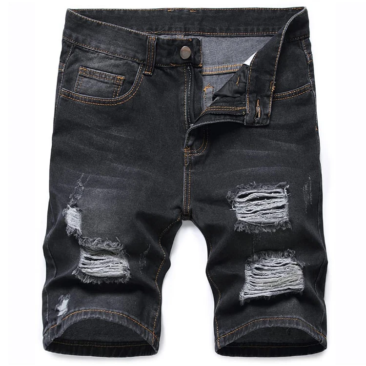 Best Quality Men's Denim Shorts Distressed Summer Slim Fit Fashion Ripped Casual Short Jeans for Men