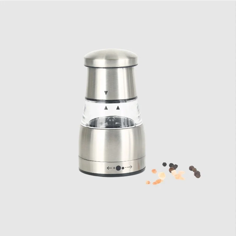 The Swifty Grinder for Salt and Pepper Grinding Stainless Steel Shell Acrylic Chamber