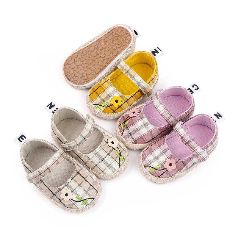 New Arrival Non-slip Spring and Summer Plaid Design Baby Girl Toddler Shoes