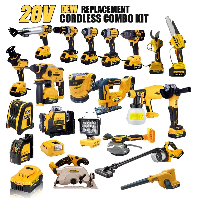 Ekiiv 20v Cordless Power Tool Combo Kit Multi-purpose Tool Set, Oem