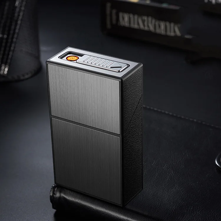 Portable rechargeable cigarette case USB cigarette lighter straight into 20 cigarette cases