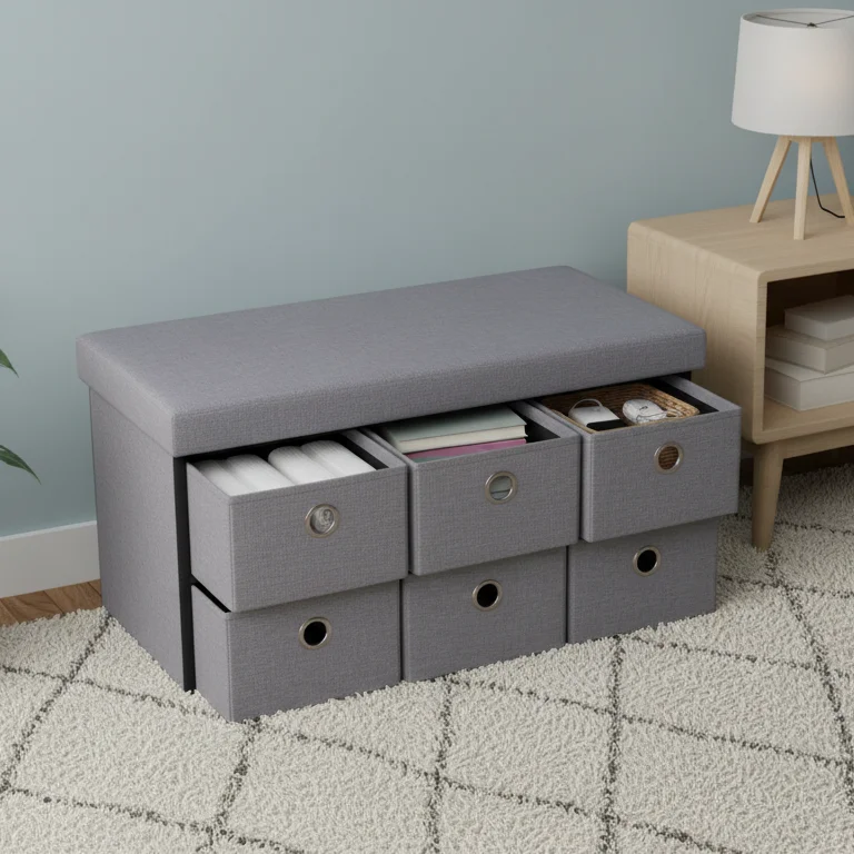 Customized Factory Wholesale New Storage Ottoman with Drawers Storage Ottoman Hot Long Bench with Drawers
