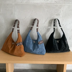 Custom Logo Women'S High Quality Fashion Handbags Latest Casual Bolsos De Mujer Suede Hand Shoulder Bag for Women