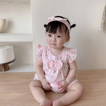 2025 Summer New Release Fashionable Thin Princess Skirt Baby Suit for Baby Girls Sweet Floral Infant Clothes Three Piece Set