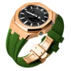 Boîtier en or rose + bracelet vert
