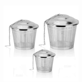 Eco Friendly High Quality 304 Stainless Steel Tea Strainer Ball Cup Lid Extended Chain Hook Stainless Steel Tea Infuser