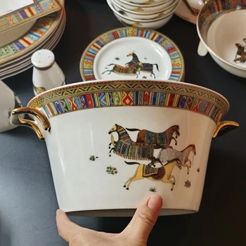 Dinner Sets Dinnerware Sets Kitchen Accessories Exquisite Ceramic Four War  Horses Porcelain Luxury Europe Good Selling 58 Pcs - Buy Horse Design Gift