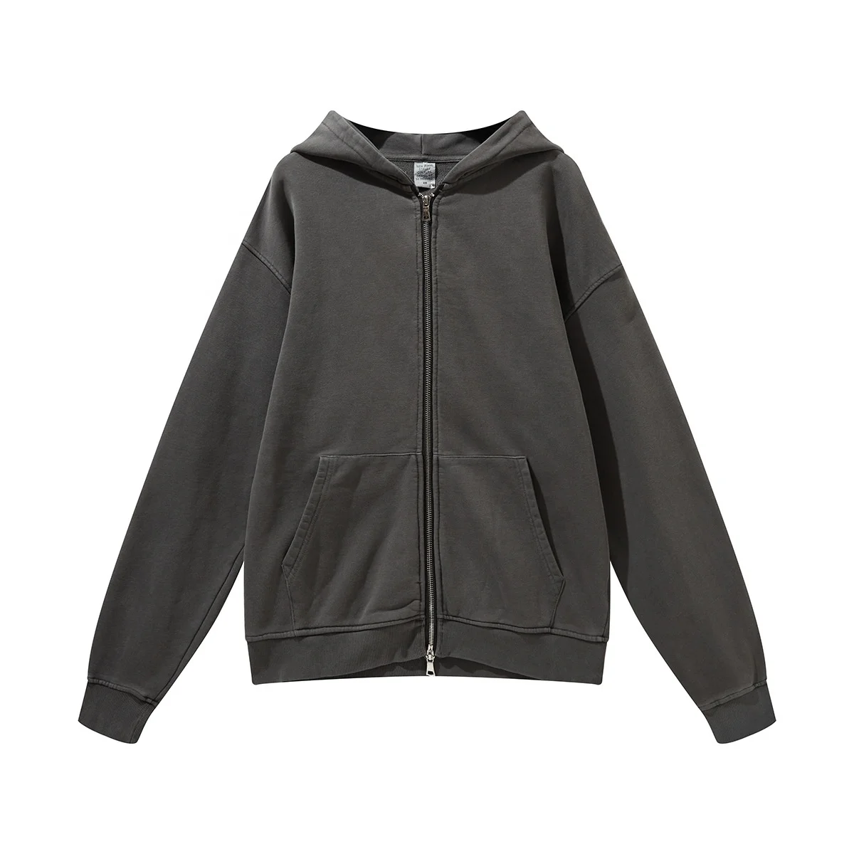 US Style Hoodie Washed Vintage Cotton Double Zipper Acid Washed Hoodie Men Oversize Casual Men’s Zip up Hoodies