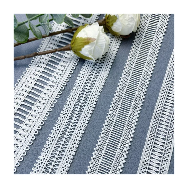Quick Availability of Custom Colors French Style Cutwork Lace Embroidery Design Lace Trim