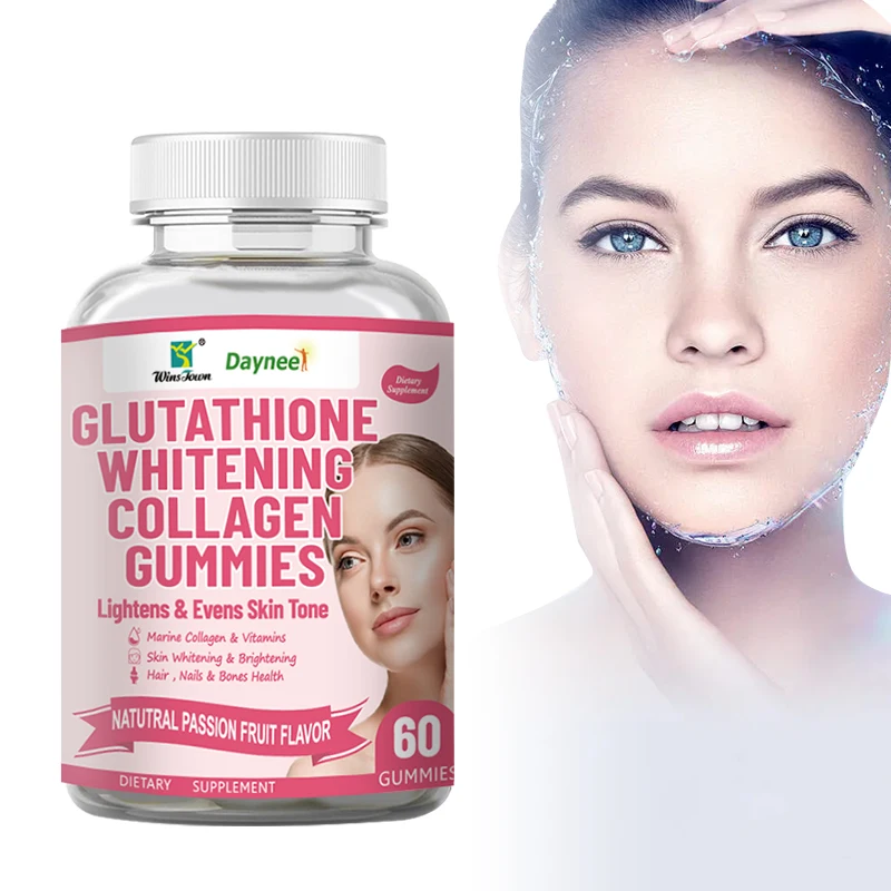 Chewy Collagen Gummies with Glutathione for Skin Lightening & Brightening  Natural Passion Fruit Flavor Whitening Candy