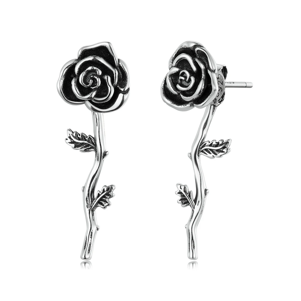 Jeeva 925 Sterling Silver Vintage Rose Stud Earrings For Women Retro Black  Rose Girls Ear Studs Fine Jewelry Dainty Ears Gift - Buy Vintage Rose Stud