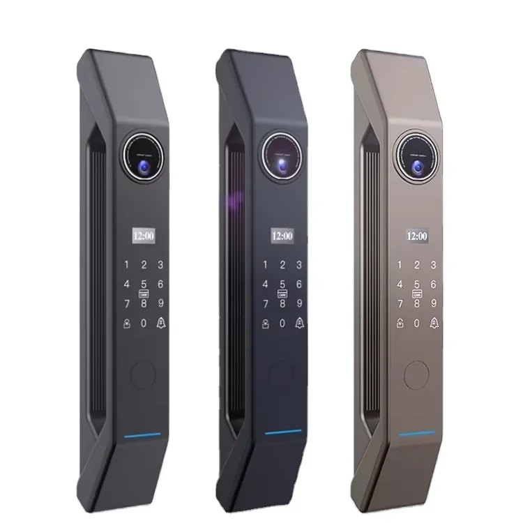 Smart Sliding Lock Fingerprint Finger Vein Intercom Automatic Cat Eye 3D Face Recognition APP Control Smart Doorlock With Camera