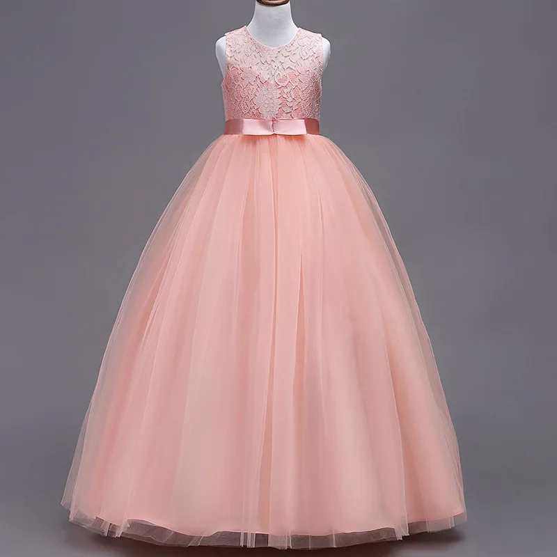 4-15 Years Kids Dress Flower Long Lace Elegant Teenagers Ball Gowns Dresses Girl Party Evening Bridesmaid Princess Clothing 1