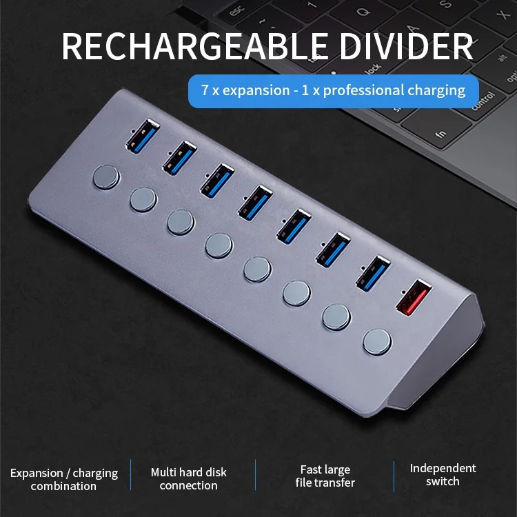 7 in 1 ports type 3.0 usb hubs printer router desktop laptop tablet pc individual switches usb hub