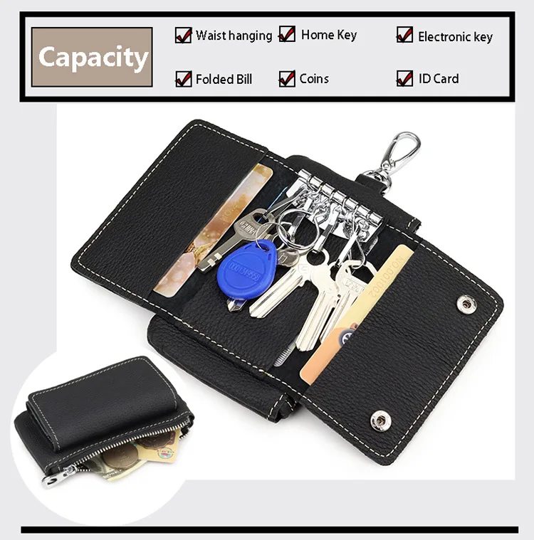 Genuine Leather Vintage Keys Wallet 2 In 1 Cards Holder Wallet For Men