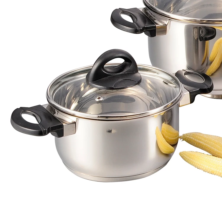 High Quality Kitchenware Non Stick Pot Sets Stainless Steel Cooking Pots Set Swith Glass Lid details