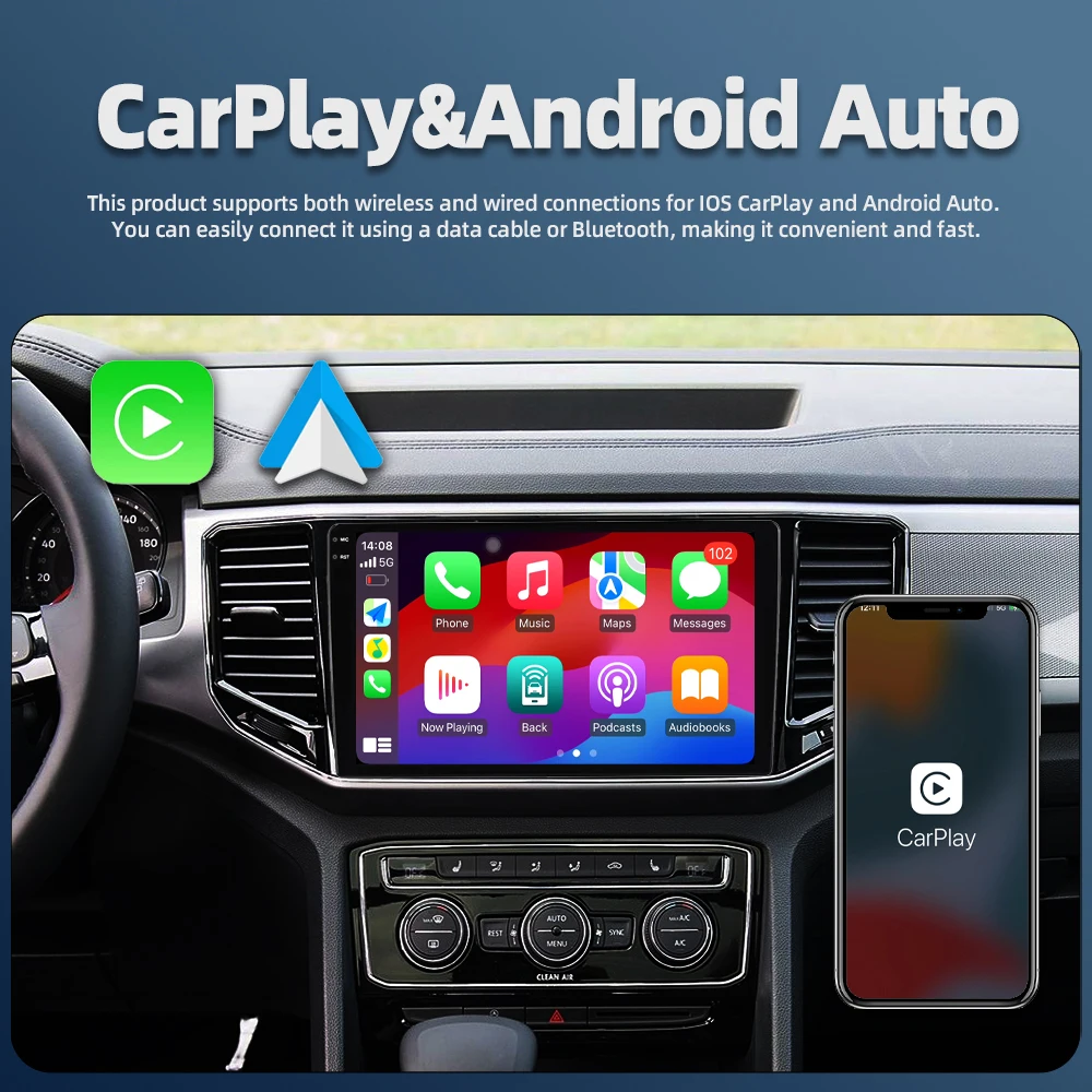 9 Inch Android Car Radio 2 Din, 2+64GB, IPS Touchscreen, CarPlay