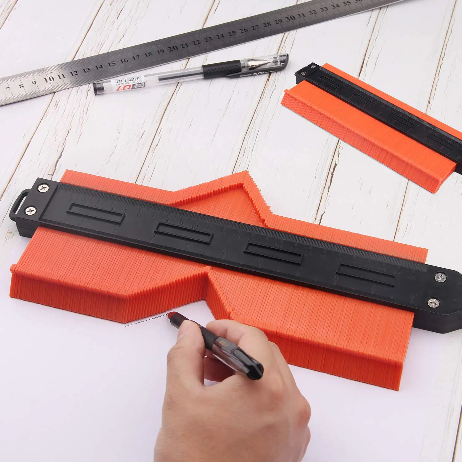 Lockable 10inch Contours Edge Shaping Measure Ruler Shape Contour Profile Contours Gauge Duplicator with Lock for Wood Working