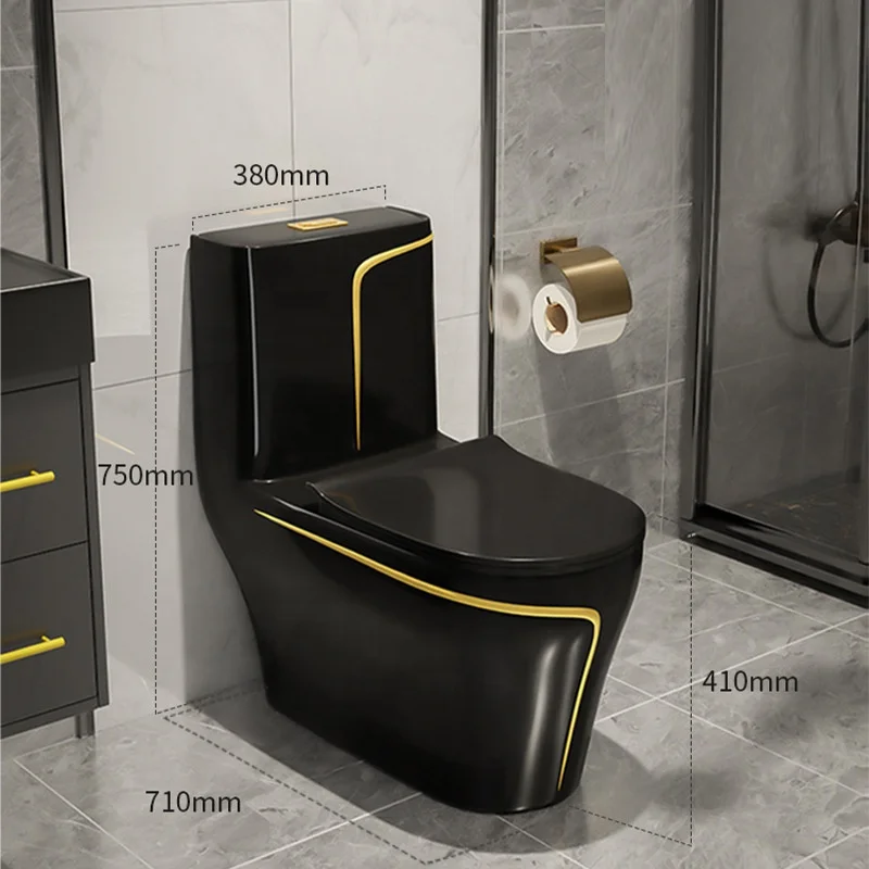Blue Color With Gold Line Middle East Toilet Sanitary Ware Smart App Automatic Toilet Seats Siphon One Piece Ceramic WC Toilets