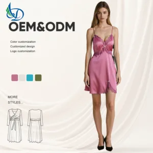 Lady's Luxury Sleeveless Pink Satin Nightgown Quick Dry Breathable Summer Pajamas Women's Sleepwear