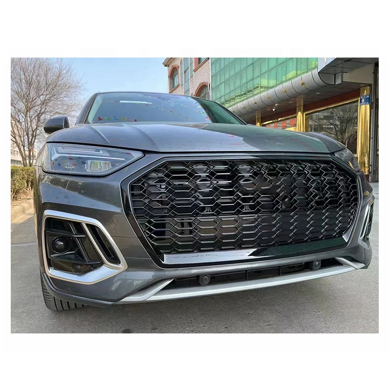 車Q5 SQ5クロームブラックハニカムメッシュグリルRSQ5スタイル