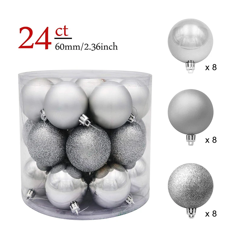 Assortment Set of Durable PVC Christmas Hanging Snowflake Ball Ornaments Customizable Size for Tree Decoration Packaged in a Box