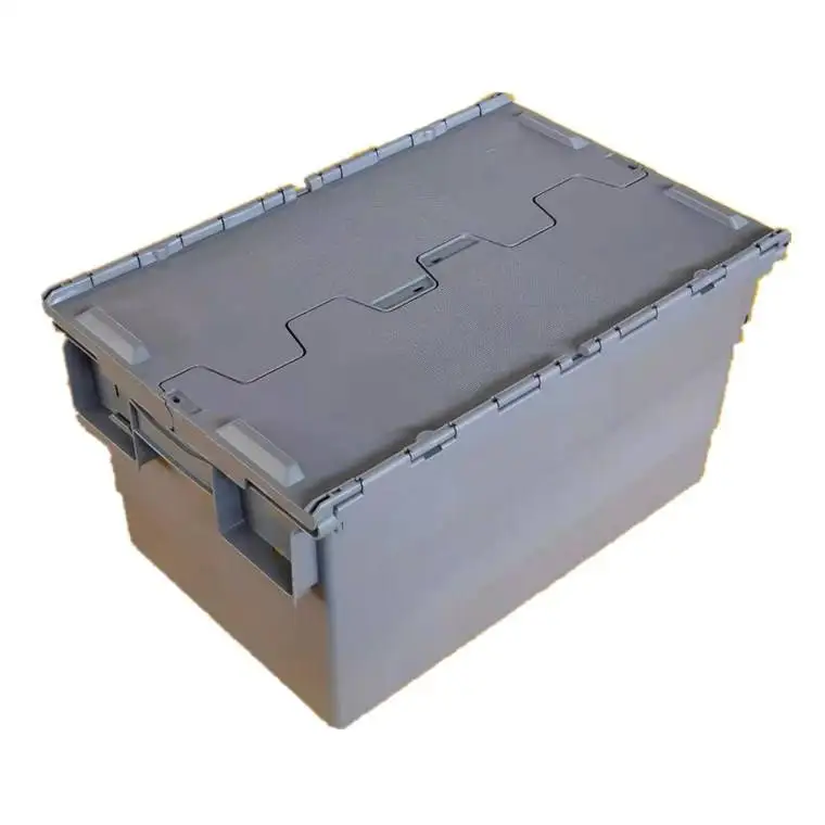 Heavy Duty Plastic Totes Box With Hinged Lid Nestable And Stackable ...