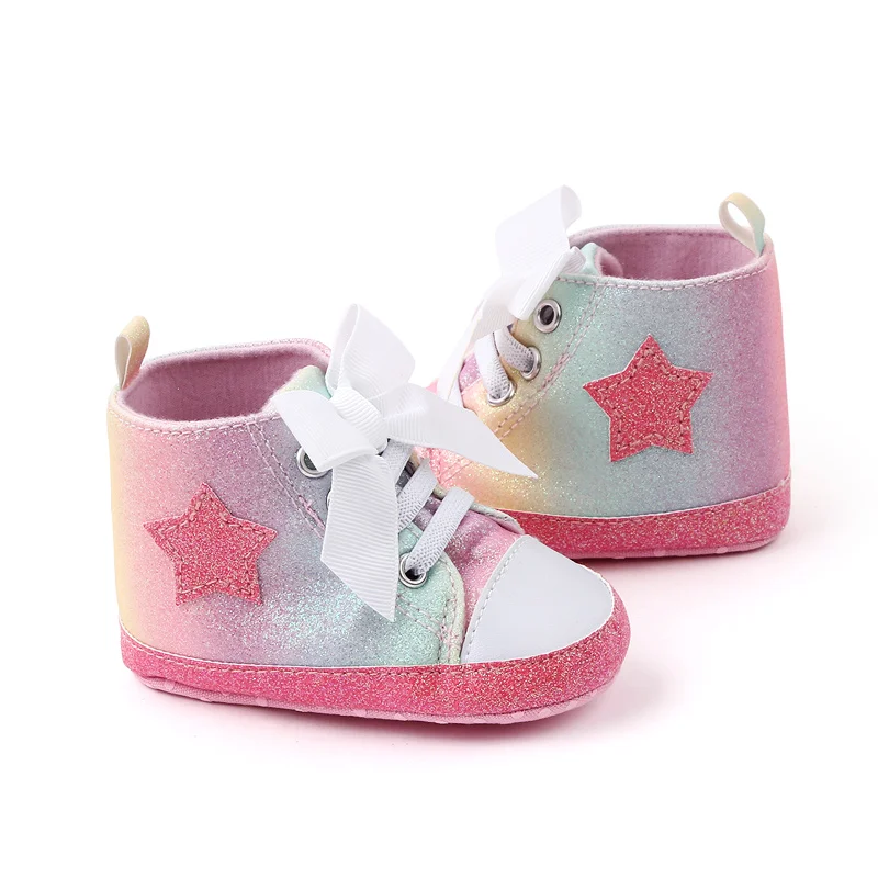 New arrival bow design Glitter Materials bling canvas baby toddler girl shoes 2022 factory