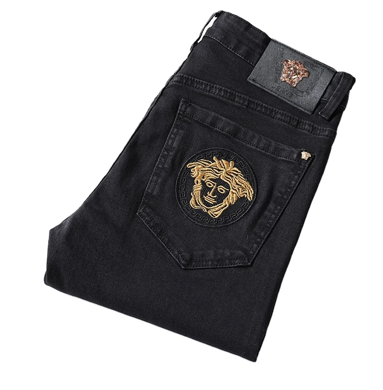 Pantalones Vaqueros Ajustados Negros,Jeans Elásticos,Producto Popular,Medusa  - Buy Leggings Denim Jeans Hombres,Versuce Pantalones De Mezclilla,Versuce  Venta Al Por Mayor Pantalones Vaqueros Product on Alibaba.com