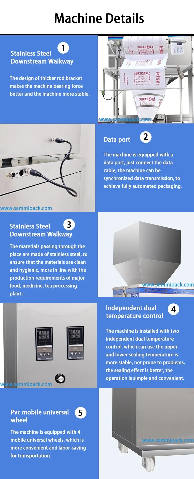 Industrial Automatic Packaging Machine for Granules Powders Tea Food in Bags Double Weighing PLC System Fast Packager 5