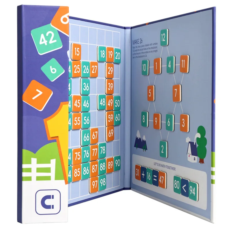 New Design Montessori Educational Toys 1-100 Number Board for Age 2+ Boys Girls Early Math Books Teaching Aids Arithmetic