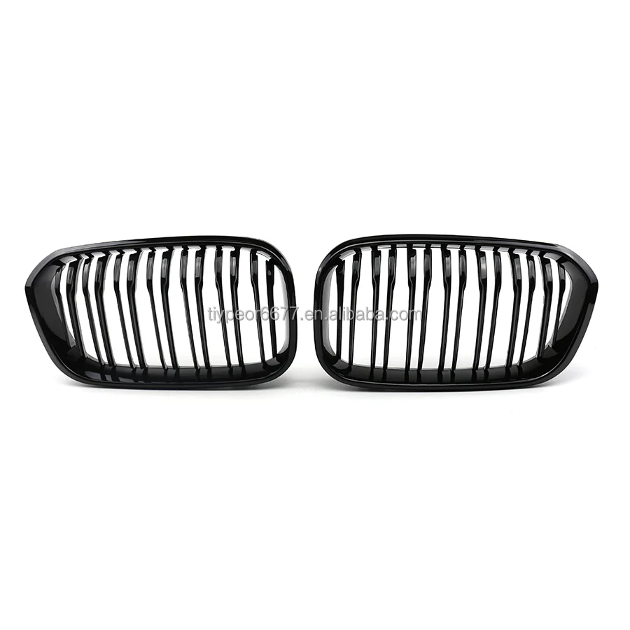 product tiypeor double line front center kidney grill for bmw series 1 f20 f21 2015   2018 facelift grille black carbon electroplated-2