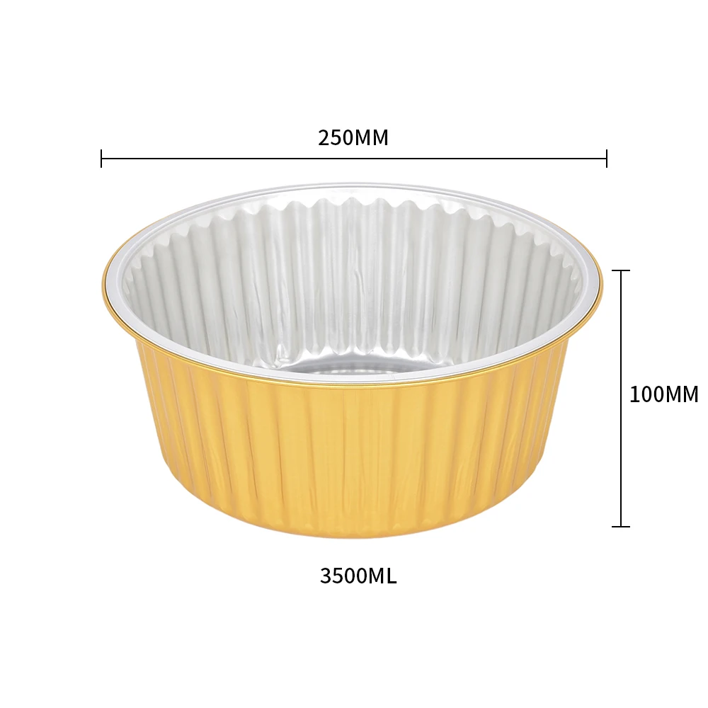 product 98 inch 3500ml heat sealable aluminum pan round container disposable reusable 118oz food grade packing tins foil box-3
