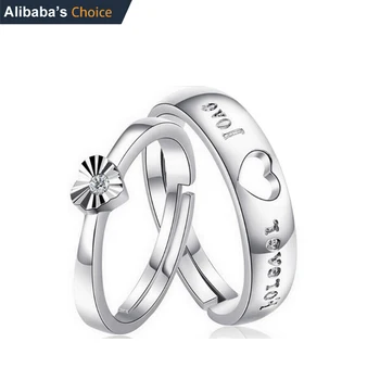 Wholesale Fashion Jewelry Women Ladies Silver Crystal Wedding Couple Rings Wedding Ring