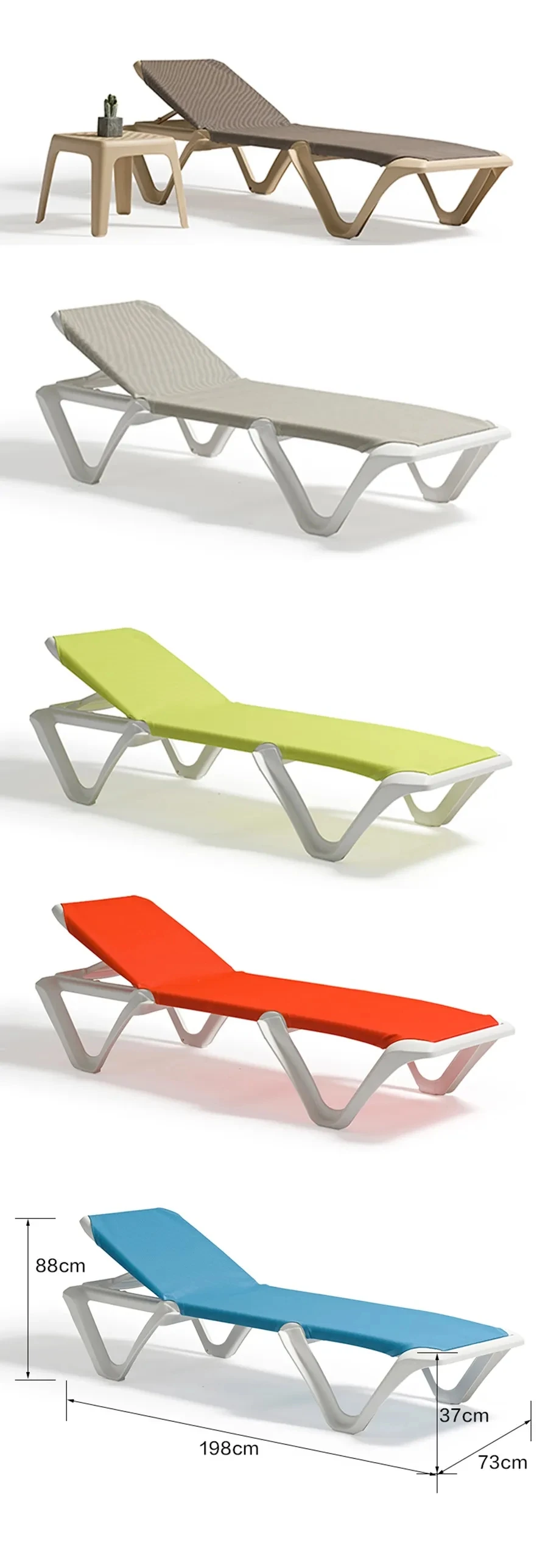 Mandela Plastic Moulded Adjustable Sun Loungers Guangdong Hot Sell Sun